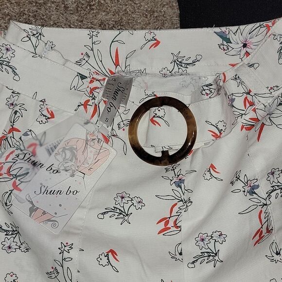 NWT Shun Bo CH-104 Mi Gusto High Rise Dressy Mom Shorts Pantalones Outfit Size S - Picture 3 of 10